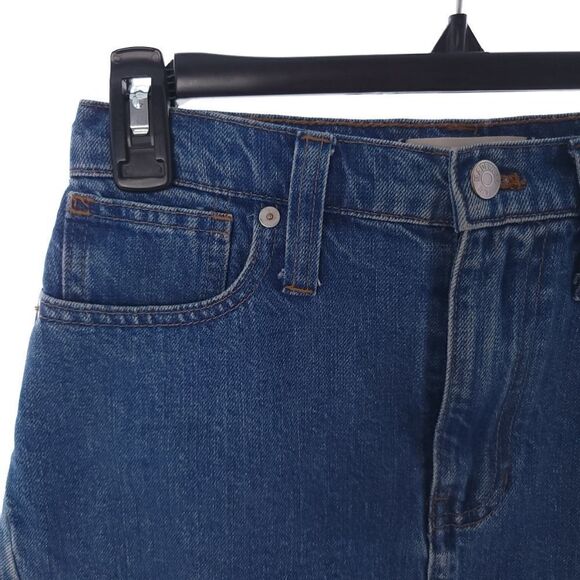 Madewell Rigid Denim A-Line Mini Skirt: Pieced Edition J0555 Women's 24 Raw Hem - Picture 3 of 8